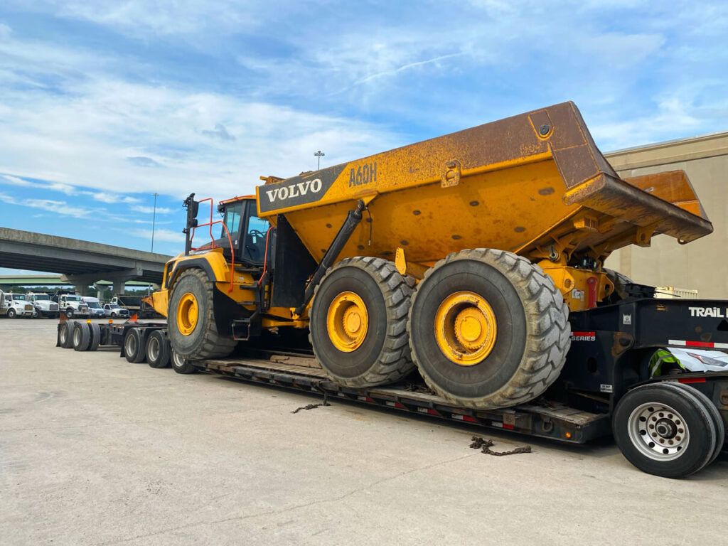 Volvo A60H hauled on tow bed
